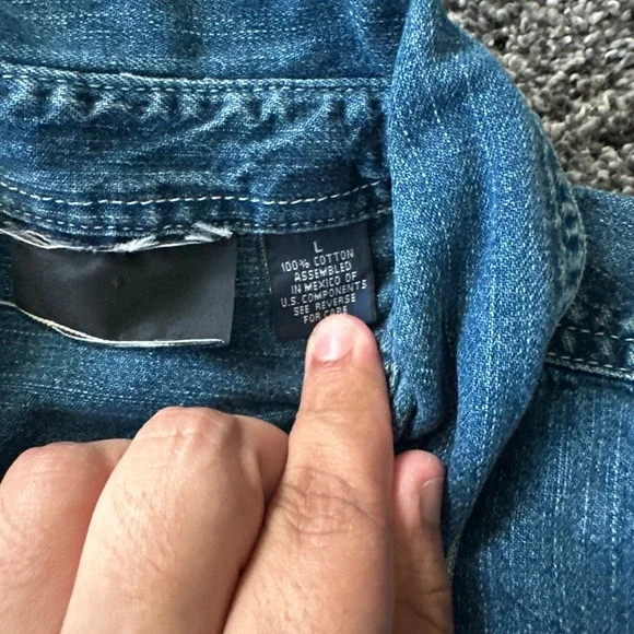 Vintage Gap Shirt Mens Large Blue Denim Button‎ Down Grunge Casual 90s Y2K - Picture 3 of 14